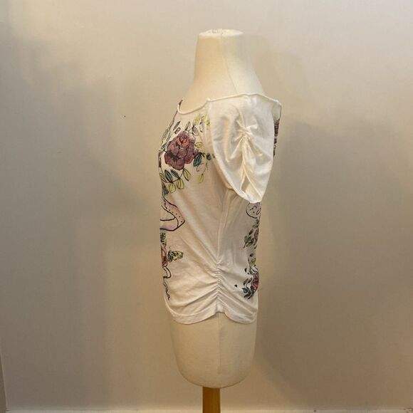 Express‎ Off Shoulder Rose Tattoo Short Sleeve Shirt - Picture 6 of 7